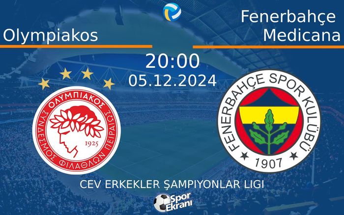 05 Aralık 2024 Olympiakos vs Fenerbahçe Medicana maçı Hangi Kanalda Saat Kaçta Yayınlanacak? 05 Aralık 2024 Olympiakos vs Fenerbahçe Medicana maçı Hangi Kanalda Saat Kaçta Yayınlanacak?