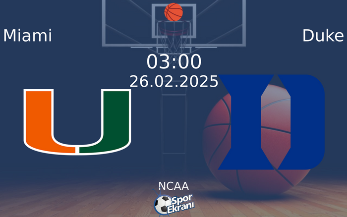 26 Şubat 2025 Miami vs Duke maçı Hangi Kanalda Saat Kaçta Yayınlanacak?