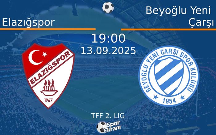 13 Eylül 2025 Elazığspor vs Beyoğlu Yeni Çarşı maçı Hangi Kanalda Saat Kaçta Yayınlanacak? 13 Eylül 2025 Elazığspor vs Beyoğlu Yeni Çarşı maçı Hangi Kanalda Saat Kaçta Yayınlanacak?