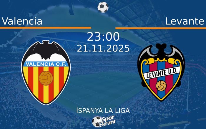 21 Kasım 2025 Valencia vs Levante maçı Hangi Kanalda Saat Kaçta Yayınlanacak? 21 Kasım 2025 Valencia vs Levante maçı Hangi Kanalda Saat Kaçta Yayınlanacak?