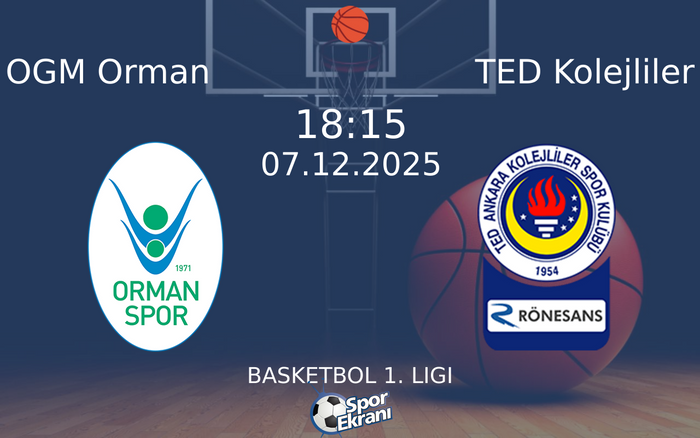 07 Aralık 2025 OGM Orman vs TED Kolejliler maçı Hangi Kanalda Saat Kaçta Yayınlanacak? 07 Aralık 2025 OGM Orman vs TED Kolejliler maçı Hangi Kanalda Saat Kaçta Yayınlanacak?