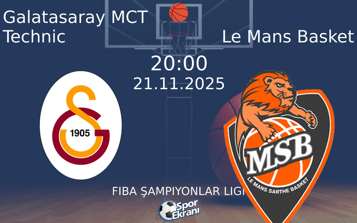 21 Kasım 2025 Galatasaray MCT Technic vs Le Mans Basket maçı Hangi Kanalda Saat Kaçta Yayınlanacak?