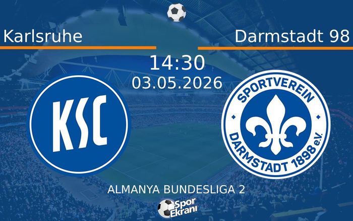 03 Mayıs 2026 Karlsruhe vs Darmstadt 98 maçı Hangi Kanalda Saat Kaçta Yayınlanacak? 03 Mayıs 2026 Karlsruhe vs Darmstadt 98 maçı Hangi Kanalda Saat Kaçta Yayınlanacak?